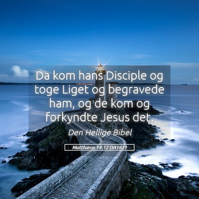 Picture 05 - Matthæus 14:12 DA1871 - Da kom hans Disciple og toge Liget og begravede - Bible Verse Picture