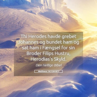 Picture 05 - Matthæus 14:3 DA1871 - Thi Herodes havde grebet Johannes og bundet ham - Bible Verse Picture