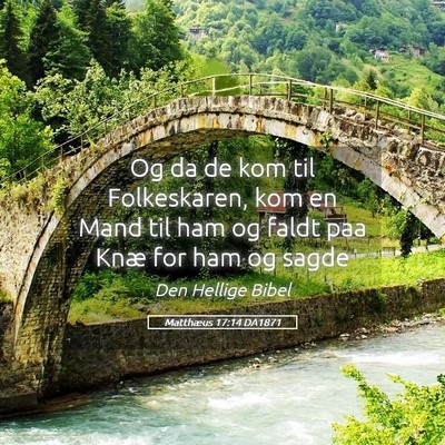 Picture 05 - Matthæus 17:14 DA1871 - Og da de kom til Folkeskaren, kom en Mand til ham - Bible Verse Picture