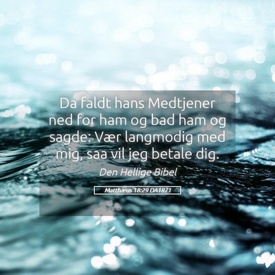Picture 05 - Matthæus 18:29 DA1871 - Da faldt hans Medtjener ned for ham og bad ham og - Bible Verse Picture
