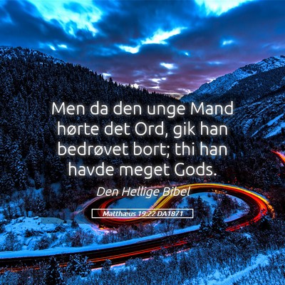 Picture 05 - Matthæus 19:22 DA1871 - Men da den unge Mand hørte det Ord, gik han - Bible Verse Picture