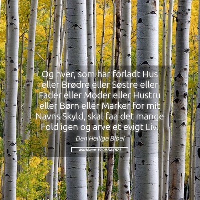 Picture 05 - Matthæus 19:29 DA1871 - Og hver, som har forladt Hus eller Brødre eller - Bible Verse Picture