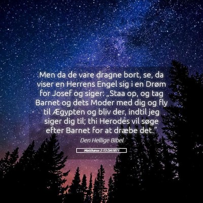 Picture 05 - Matthæus 2:13 DA1871 - Men da de vare dragne bort, se, da viser en - Bible Verse Picture