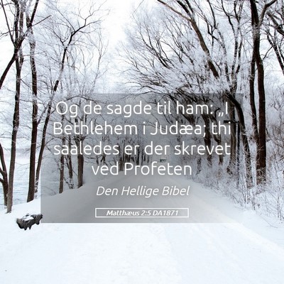 Picture 05 - Matthæus 2:5 DA1871 - Og de sagde til ham: „I Bethlehem i Judæa; thi - Bible Verse Picture