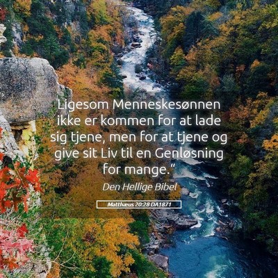 Picture 05 - Matthæus 20:28 DA1871 - Ligesom Menneskesønnen ikke er kommen for at - Bible Verse Picture