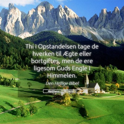 Picture 05 - Matthæus 22:30 DA1871 - Thi i Opstandelsen tage de hverken til Ægte - Bible Verse Picture