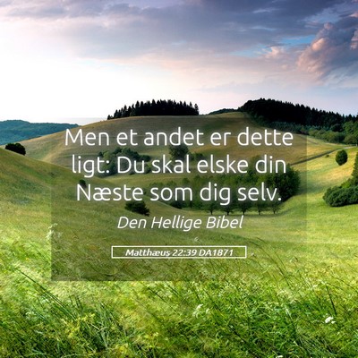 Picture 05 - Matthæus 22:39 DA1871 - Men et andet er dette ligt: Du skal elske din - Bible Verse Picture