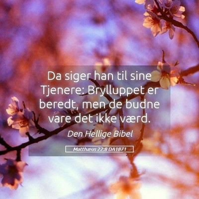 Picture 05 - Matthæus 22:8 DA1871 - Da siger han til sine Tjenere: Brylluppet er - Bible Verse Picture