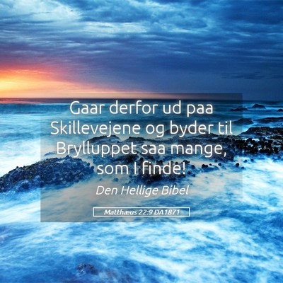 Picture 05 - Matthæus 22:9 DA1871 - Gaar derfor ud paa Skillevejene og byder til - Bible Verse Picture