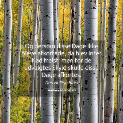Picture 05 - Matthæus 24:22 DA1871 - Og dersom disse Dage ikke bleve afkortede, da - Bible Verse Picture