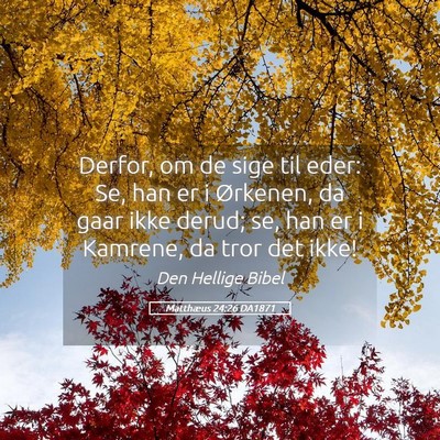 Picture 05 - Matthæus 24:26 DA1871 - Derfor, om de sige til eder: Se, han er i - Bible Verse Picture