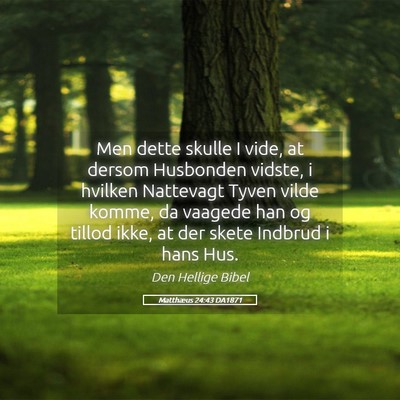 Picture 05 - Matthæus 24:43 DA1871 - Men dette skulle I vide, at dersom Husbonden - Bible Verse Picture