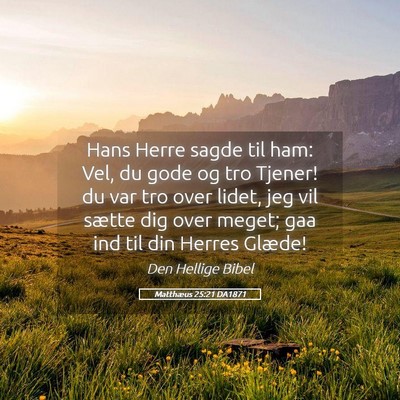 Picture 05 - Matthæus 25:21 DA1871 - Hans Herre sagde til ham: Vel, du gode og tro - Bible Verse Picture