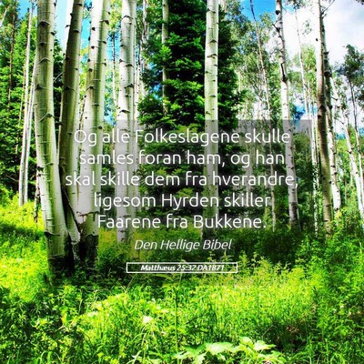 Picture 05 - Matthæus 25:32 DA1871 - Og alle Folkeslagene skulle samles foran ham, og - Bible Verse Picture