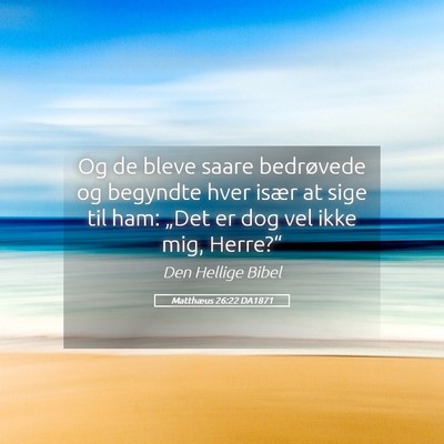 Picture 05 - Matthæus 26:22 DA1871 - Og de bleve saare bedrøvede og begyndte hver - Bible Verse Picture