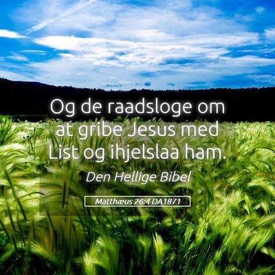 Picture 05 - Matthæus 26:4 DA1871 - Og de raadsloge om at gribe Jesus med List og - Bible Verse Picture