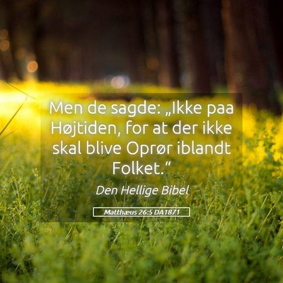 Picture 05 - Matthæus 26:5 DA1871 - Men de sagde: „Ikke paa Højtiden, for at der - Bible Verse Picture