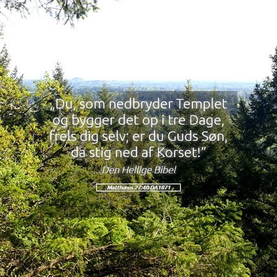 Picture 05 - Matthæus 27:40 DA1871 - „Du, som nedbryder Templet og bygger det op i - Bible Verse Picture