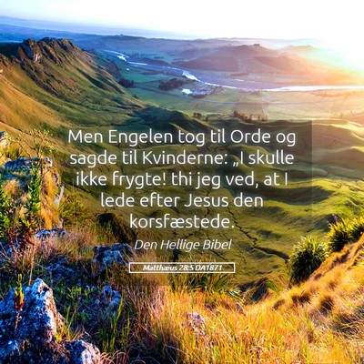 Picture 05 - Matthæus 28:5 DA1871 - Men Engelen tog til Orde og sagde til Kvinderne: - Bible Verse Picture