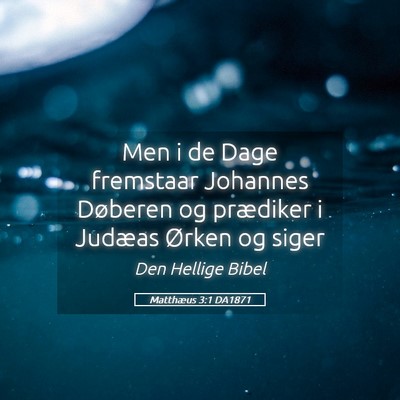 Picture 05 - Matthæus 3:1 DA1871 - Men i de Dage fremstaar Johannes Døberen og - Bible Verse Picture