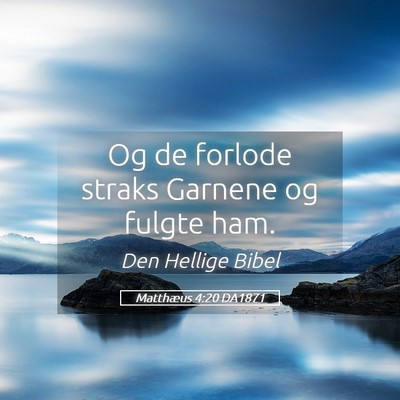 Picture 05 - Matthæus 4:20 DA1871 - Og de forlode straks Garnene og fulgte - Bible Verse Picture