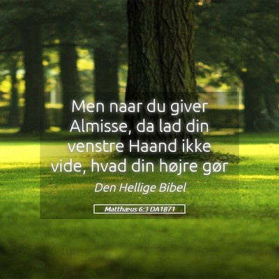 Picture 05 - Matthæus 6:3 DA1871 - Men naar du giver Almisse, da lad din venstre - Bible Verse Picture