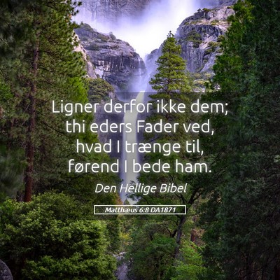 Picture 05 - Matthæus 6:8 DA1871 - Ligner derfor ikke dem; thi eders Fader ved, hvad - Bible Verse Picture
