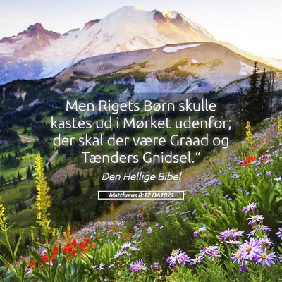 Picture 05 - Matthæus 8:12 DA1871 - Men Rigets Børn skulle kastes ud i Mørket - Bible Verse Picture