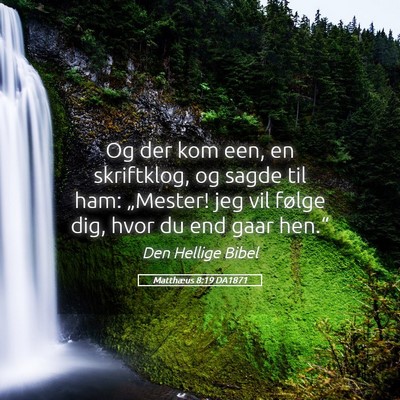 Picture 05 - Matthæus 8:19 DA1871 - Og der kom een, en skriftklog, og sagde til ham: - Bible Verse Picture