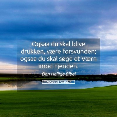 Picture 05 - Nahum 3:11 DA1871 - Ogsaa du skal blive drukken, være forsvunden; - Bible Verse Picture