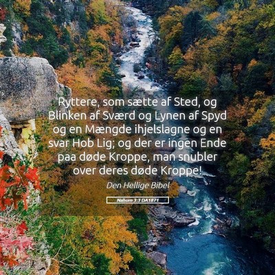 Picture 05 - Nahum 3:3 DA1871 - Ryttere, som sætte af Sted, og Blinken af Sværd - Bible Verse Picture