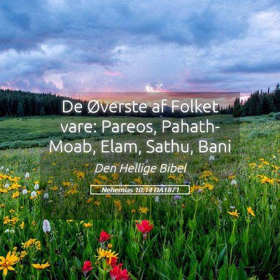 Picture 05 - Nehemias 10:14 DA1871 - De Øverste af Folket vare: Pareos, Pahath-Moab, - Bible Verse Picture