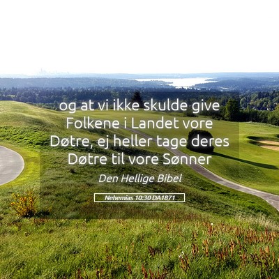 Picture 05 - Nehemias 10:30 DA1871 - og at vi ikke skulde give Folkene i Landet vore - Bible Verse Picture