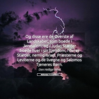 Picture 05 - Nehemias 11:3 DA1871 - Og disse ere de Øverste af Landskabet, som boede - Bible Verse Picture