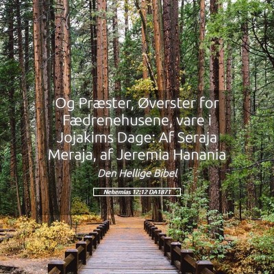 Picture 05 - Nehemias 12:12 DA1871 - Og Præster, Øverster for Fædrenehusene, vare i - Bible Verse Picture