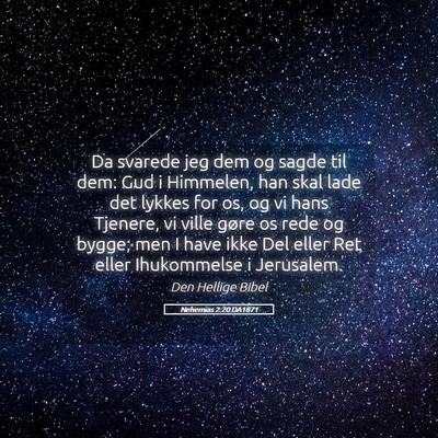 Picture 05 - Nehemias 2:20 DA1871 - Da svarede jeg dem og sagde til dem: Gud i - Bible Verse Picture