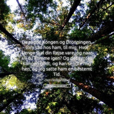 Picture 05 - Nehemias 2:6 DA1871 - Da sagde Kongen og Dronningen, som sad hos ham, - Bible Verse Picture