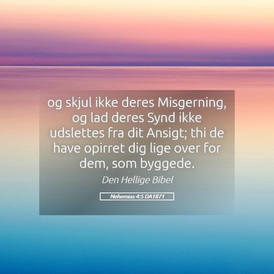 Picture 05 - Nehemias 4:5 DA1871 - og skjul ikke deres Misgerning, og lad deres Synd - Bible Verse Picture