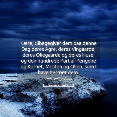 Picture 05 - Nehemias 5:11 DA1871 - Kære, tilbagegiver dem paa denne Dag deres Agre, - Bible Verse Picture