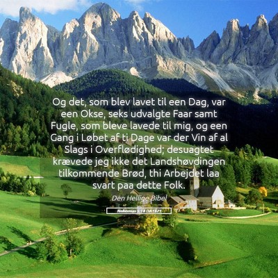 Picture 05 - Nehemias 5:18 DA1871 - Og det, som blev lavet til een Dag, var een Okse, - Bible Verse Picture