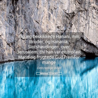 Picture 05 - Nehemias 7:2 DA1871 - Og jeg beskikkede Hanani, min Broder, og Hanania, - Bible Verse Picture
