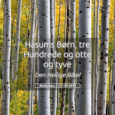 Picture 05 - Nehemias 7:22 DA1871 - Hasums Børn, tre Hundrede og otte og - Bible Verse Picture