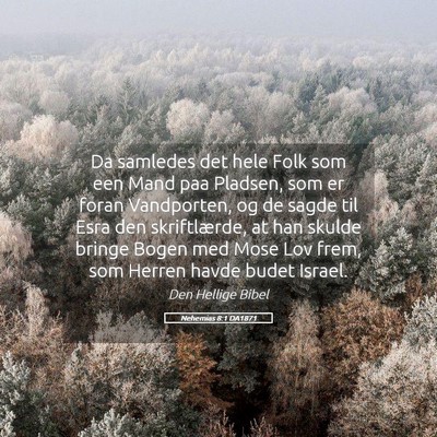 Picture 05 - Nehemias 8:1 DA1871 - Da samledes det hele Folk som een Mand paa - Bible Verse Picture