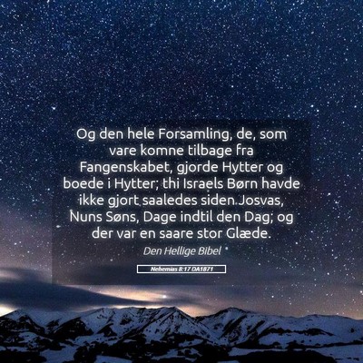 Picture 05 - Nehemias 8:17 DA1871 - Og den hele Forsamling, de, som vare komne - Bible Verse Picture