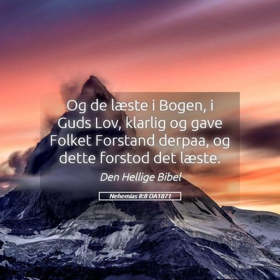 Picture 05 - Nehemias 8:8 DA1871 - Og de læste i Bogen, i Guds Lov, klarlig og gave - Bible Verse Picture