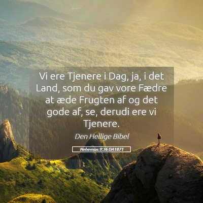 Picture 05 - Nehemias 9:36 DA1871 - Vi ere Tjenere i Dag, ja, i det Land, som du gav - Bible Verse Picture