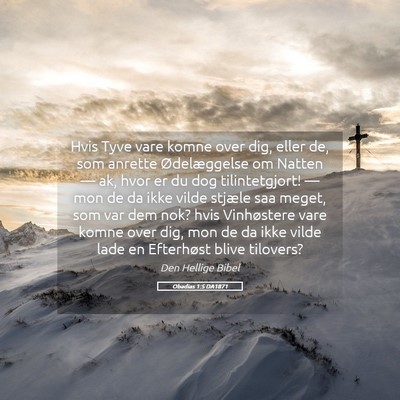 Picture 05 - Obadias 1:5 DA1871 - Hvis Tyve vare komne over dig, eller de, som - Bible Verse Picture