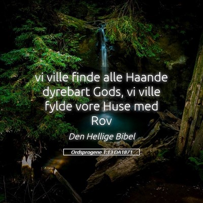 Picture 05 - Ordsprogene 1:13 DA1871 - vi ville finde alle Haande dyrebart Gods, vi - Bible Verse Picture