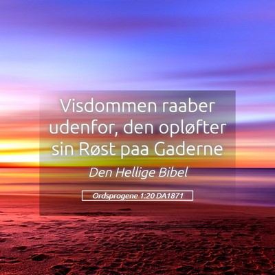 Picture 05 - Ordsprogene 1:20 DA1871 - Visdommen raaber udenfor, den opløfter sin Røst - Bible Verse Picture