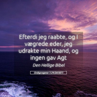 Picture 05 - Ordsprogene 1:24 DA1871 - Efterdi jeg raabte, og I vægrede eder, jeg - Bible Verse Picture